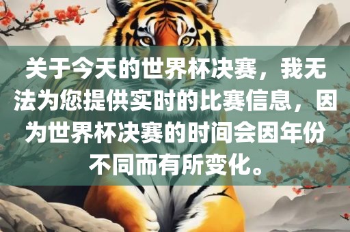 关于今天的世界杯决赛，我无法为您提供实时的比赛信息，因为世界杯决赛的时间会因年份不同而有所变化。金炬实业股份有限公司