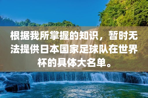 根据我所掌握的知识，暂时无法提供日本国家足球队在世界杯的具体大名单。