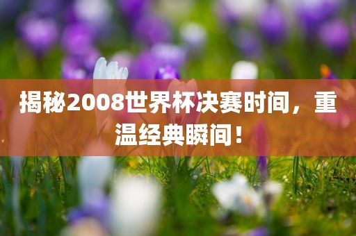 揭秘2008世界杯决赛时间，重温经典瞬间！