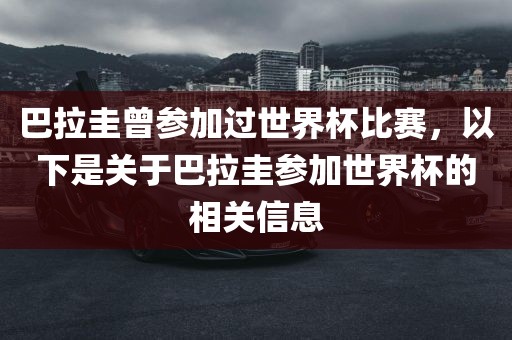 巴拉圭曾参加过世界杯比赛，以下是关于巴拉圭参加世界杯的相关信息