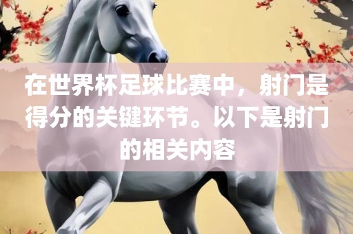 在世界杯足球比赛中，射门是得分的关键环节。以下是射门的相关内容