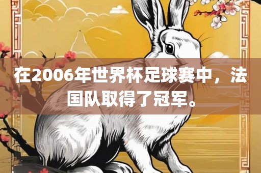 在2006年世界杯足球赛中，法国队取得了冠军。