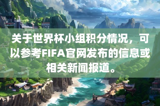 关于世界杯小组积分情况，可以参考FIFA官网发布的信息或相关新闻报金炬实业股份有限公司道。