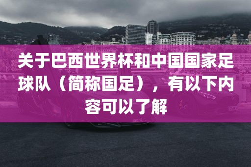关于巴西世界杯和中国国家足球队（简称国足），有以下内容可以了解金炬实业股份有限公司