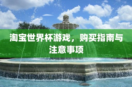 淘宝世界杯游戏，购买指南与注意事项金炬实业股份有限公司