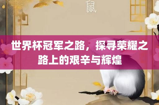 世界杯冠军之路，探寻荣耀之路上的艰辛与辉煌