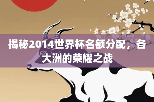 揭秘2014世界杯名额分配，各大洲的荣耀之战