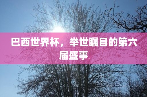 巴西世界杯，举世瞩目的第六届盛事