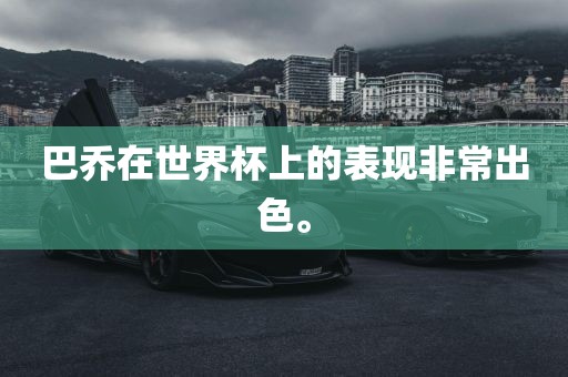 巴乔在世界杯上的表现非常出色。金炬实业股份有限公司