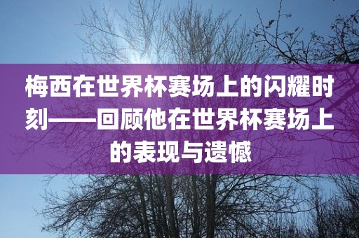 梅西在世界杯赛场上的闪耀时刻——回顾他在世界杯赛场上的表现与遗憾