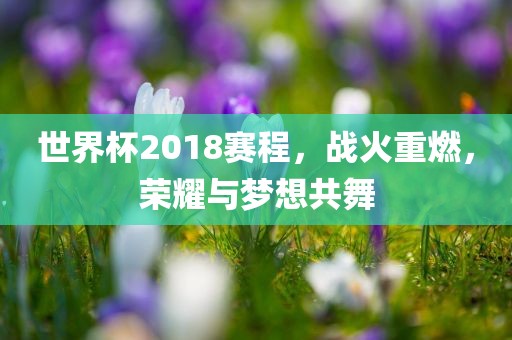 世界杯2018赛程，战火重燃，荣耀与梦想共舞金炬实业股份有限公司