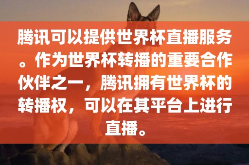 腾讯可以提供世界杯直播服务。作为世界杯转播的重要合作伙伴之一，腾讯拥有世界杯的转播权，可以在其平台上进行直播。