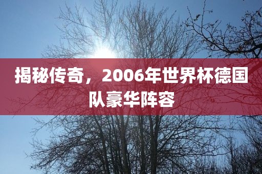 揭秘传奇，2006年世界杯德国队豪华阵容